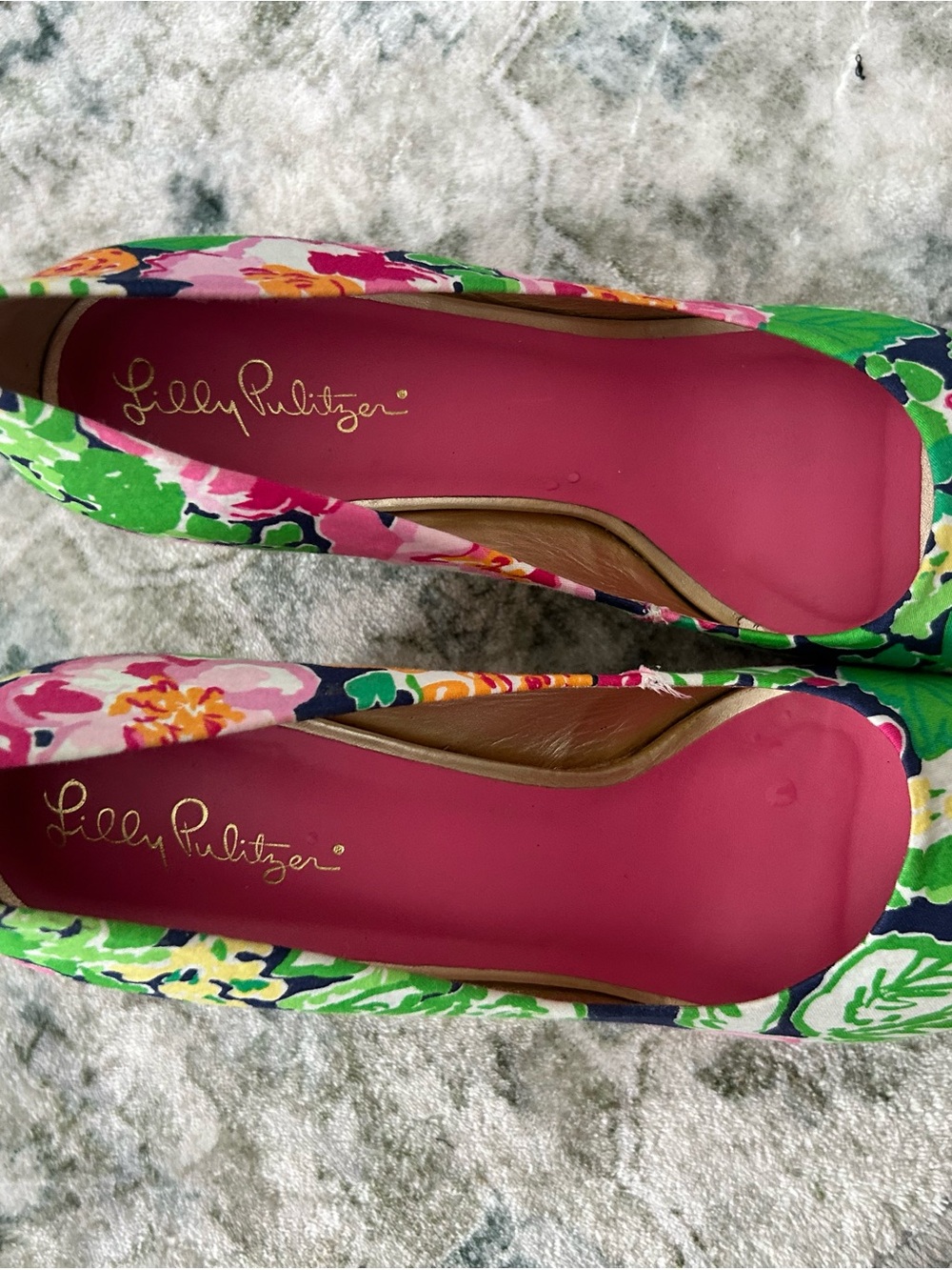 Lilly Pulitzer Floral Peep Toe Espadrille Wedge Heels Size 9M - Picture 5 of 6